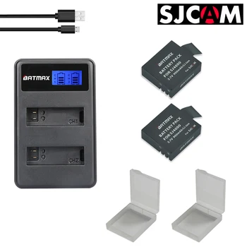 2x Аккумуляторные батареи Sjcam Sj4000 + ЖК-Дисплей с Двойным USB-Зарядным устройством для SJCAM Sj 4000 SJ5000 Sj5000x SJ6000 Sj7000 Sj8000 Sj9000 Wifi SJ M10