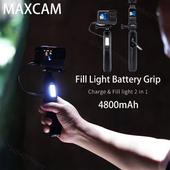 MAXCAM Fill Light Батарейная Ручка 4800 мАч Power Bank 2 в 1 Для DJI Pocket 2 1 Аксессуары Для Экшн-Камер GoPro Hero 10 9 8 7 6 5