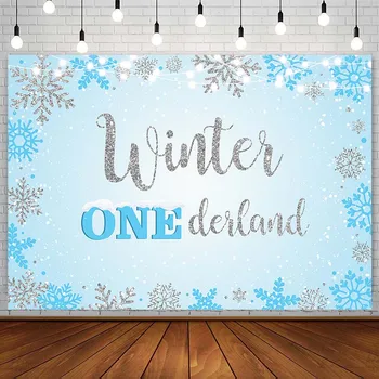 Зимний фон в виде снежинки Onderland Мальчик 1-й С Днем рождения, Синий баннер, фон для фотосъемки, реквизит для фотостудии, фотозона.