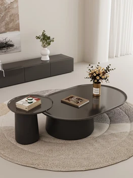 Комбинация чайного столика в скандинавском стиле с телевизором и шкафом, современная простая гостиная, домашний уют, тишина, красная сетка от ветра, круглый дизайнерский дизайн, небольшая семья