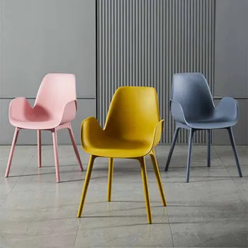 Минималистичный Пластиковый обеденный стул с подлокотником Nordic Indoor Современный офисный шезлонг Accent Apartment Silla Comedor Роскошная мебель