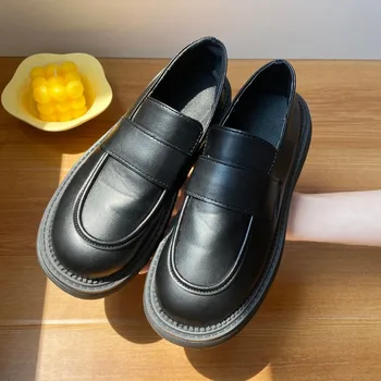 Новая женская обувь На плоской платформе, Женские туфли-Оксфорды для Женщин, Повседневная обувь из цельной кожи, Модная Универсальная обувь Без застежки