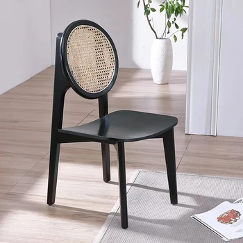 Обеденные стулья из массива дерева в скандинавском стиле, кухонная мебель, креативный обеденный стул со спинкой для ресторана и отеля, Дизайнерский ротанговый стул для дома для отдыха