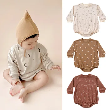 Осенняя детская одежда, ползунки 0-6 м, 7-12 м, милые ползунки для новорожденных мальчиков и девочек с длинными рукавами, верхняя одежда