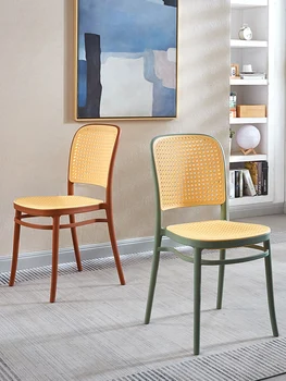 Скандинавский бытовой офисный пластиковый стул простое современное утолщенное ресторанное кресло для взрослых, которое можно сложить напольным ротанговым креслом