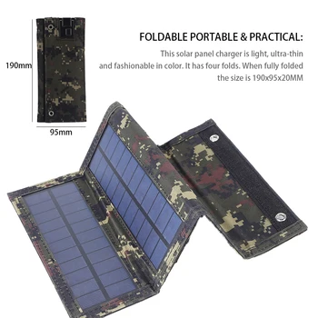 Складная солнечная панель 20 Вт 5 В USB Солнечная батарея Портативное складное Водонепроницаемое солнечное зарядное устройство Наружная мобильная батарея солнечной зарядки