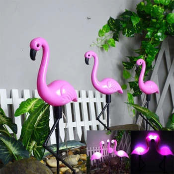 Солнечный садовый светильник в форме фламинго, меняющий цвет, солнечный свет, Наружное украшение, Водонепроницаемые садовые фонари на солнечных батареях
